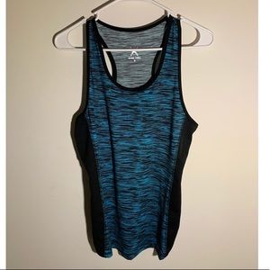 New black/blue stripe, track back athletic shirt